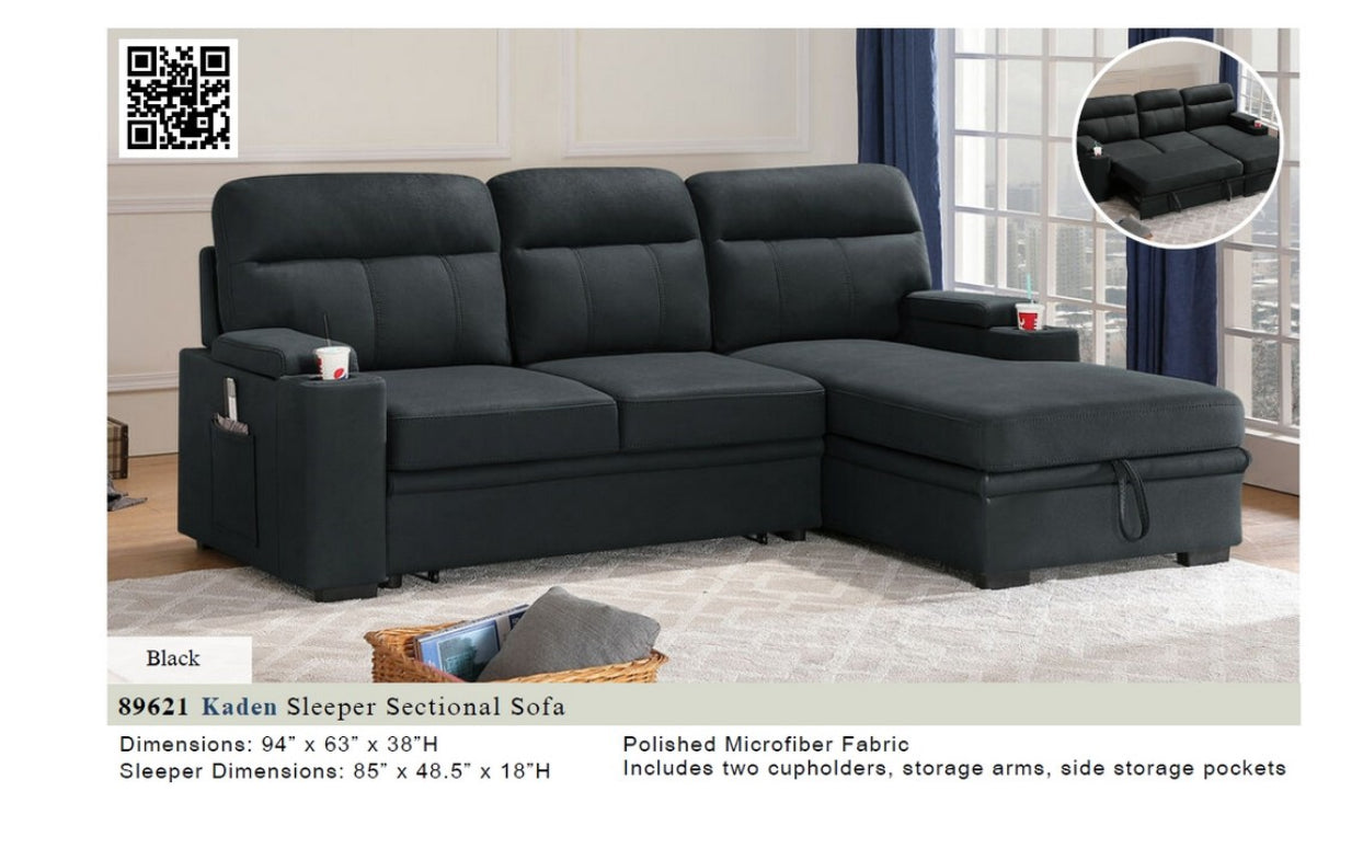 89621
Kaden Black Polished Microfiber Loveseat