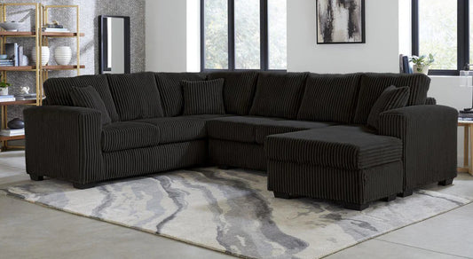 3 PC Tate Black Corduroy Sectional