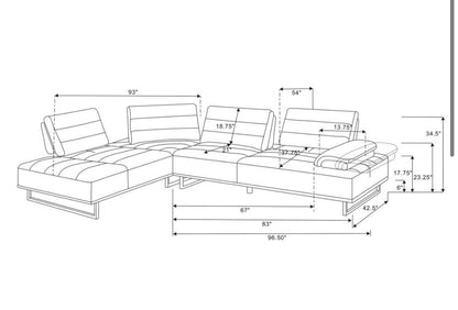 ARDEN UPHOLSTERED SECTIONAL SOFA WITH ADJUSTABLE BACK TAUPE
