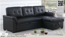 Load image into Gallery viewer, 81347
Lexi Black Leather Modern Reversible Sleeper Sectional Sofa
