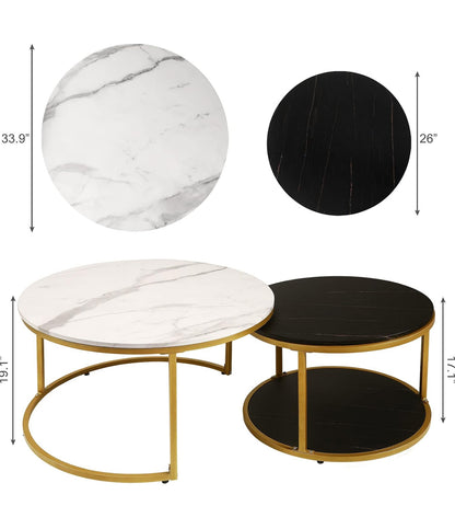 Black & White Gold Nesting Coffee Table