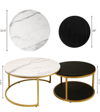 Load image into Gallery viewer, Black &amp; White Gold Nesting Coffee Table
