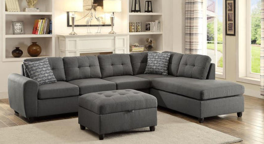 STONENESSE UPHOLSTERED SECTIONAL CHAISE SOFA GREY