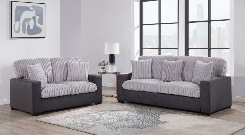 U9016 Light Grey/Mist Sofa + Loveseat