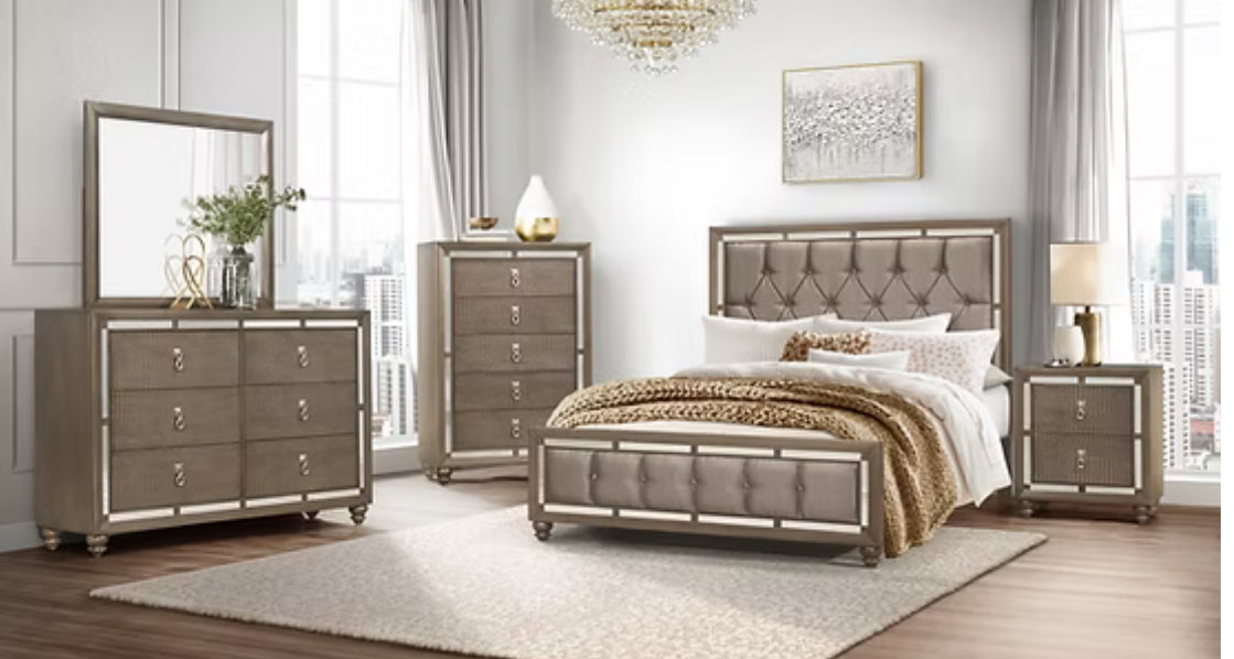 Ivy Champagne 4pc Queen/ King Bedroom Set