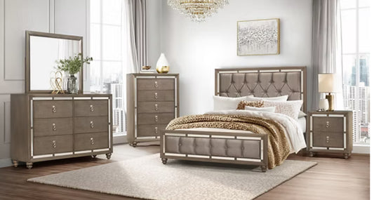 Ivy Champagne 4pc Queen/ King Bedroom Set