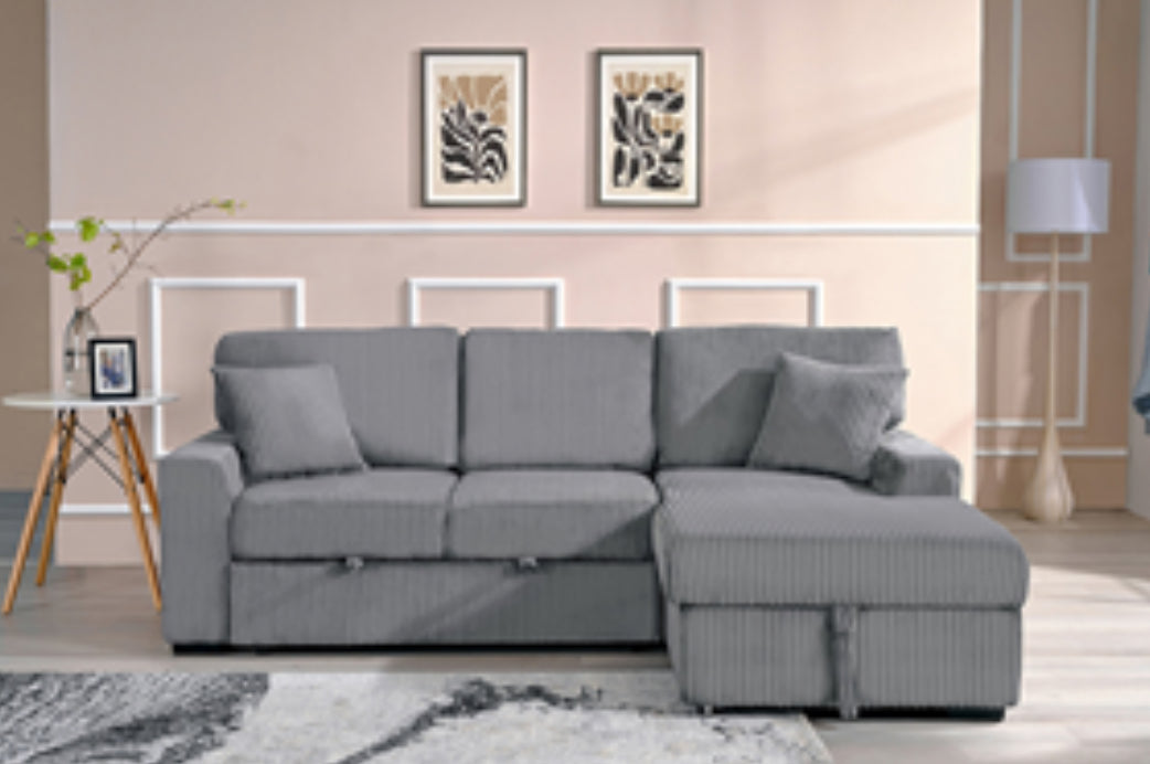 M8011 Gray Right Chaise Sectional