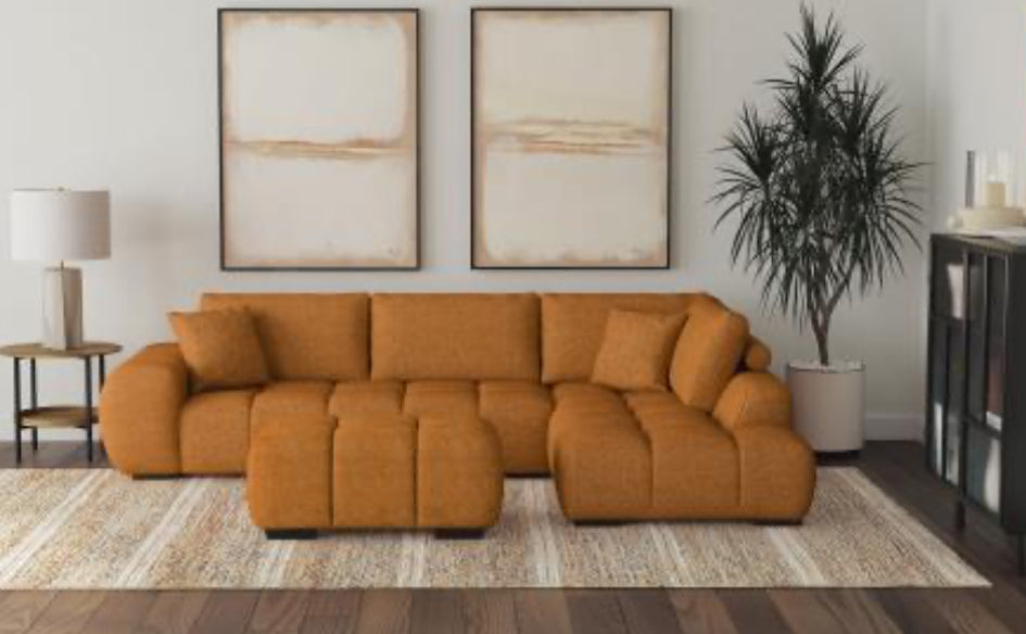 CAMACHO UPHOLSTERED CHAISE SECTIONAL SOFA ORANGE