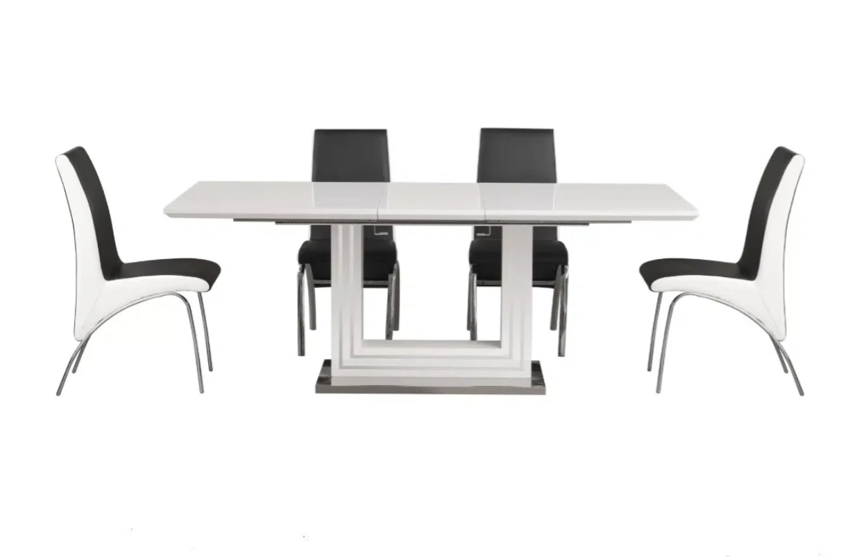 Elodie - 5 Piece Dining Set - White Dark Gray