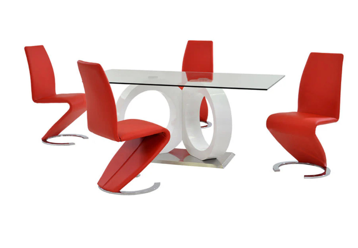 Modway Red White Dining set