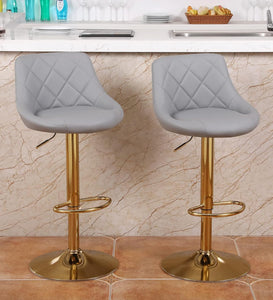 Gray & Gold Diamond Barstools Set of 2