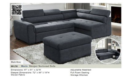 89130
Henrik Dark Gray Sleeper Sectional w/ Storage and Stools