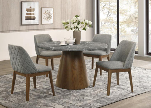 FRANKLIN 5-PIECE 50-INCH ROUND DINING TABLE SET GREY AND DARK OAK