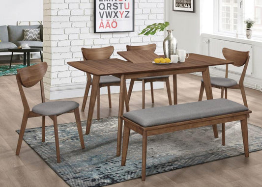 ALFREDO 6-PIECE BUTTERFLY LEAF DINING SET NATURAL WALNUT 108080-S6