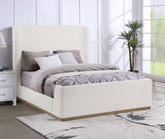 NALA UPHOLSTERED QUEEN SLEIGH BED CREAM