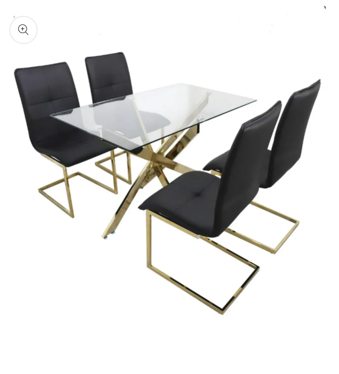 Donatella - Dining Table 5-piece Glass Gold set ( Black or White Chairs)