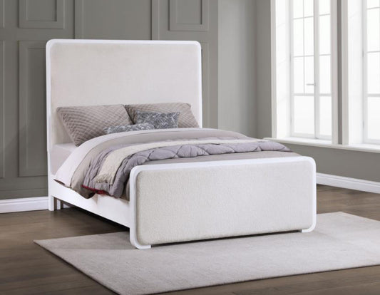 ANASTASIA UPHOLSTERED EKING / Queen PANEL BED PEARL WHITE