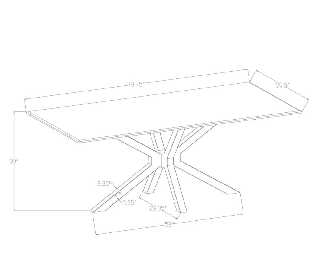 VENERA 5pc Set  RECTANGULAR 79-INCH FAUX MARBLE DINING TABLE WHITE
