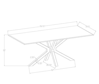 VENERA 5pc Set  RECTANGULAR 79-INCH FAUX MARBLE DINING TABLE WHITE