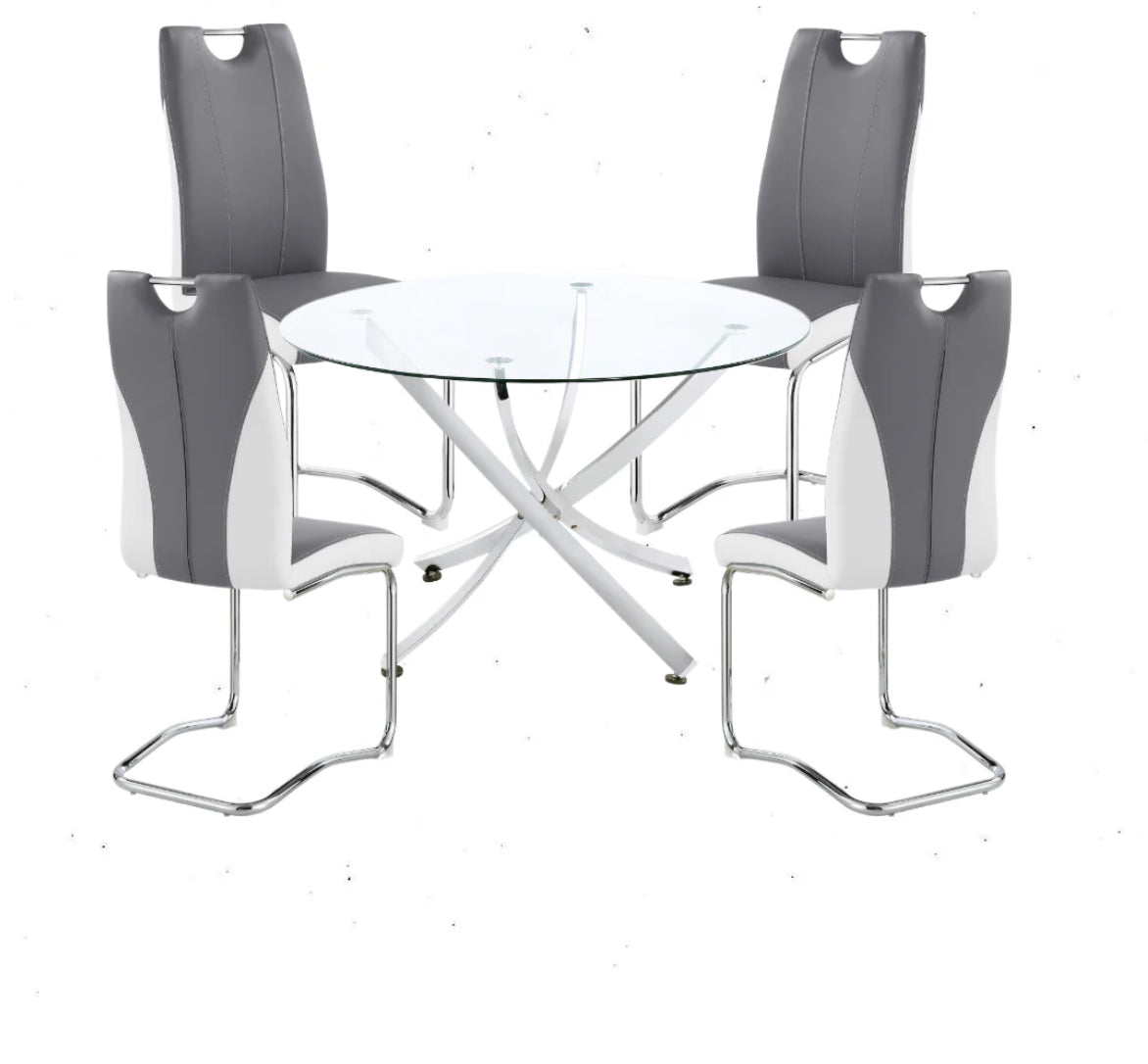 Brooklyn Grey & White Dining Table 5 Piece Set