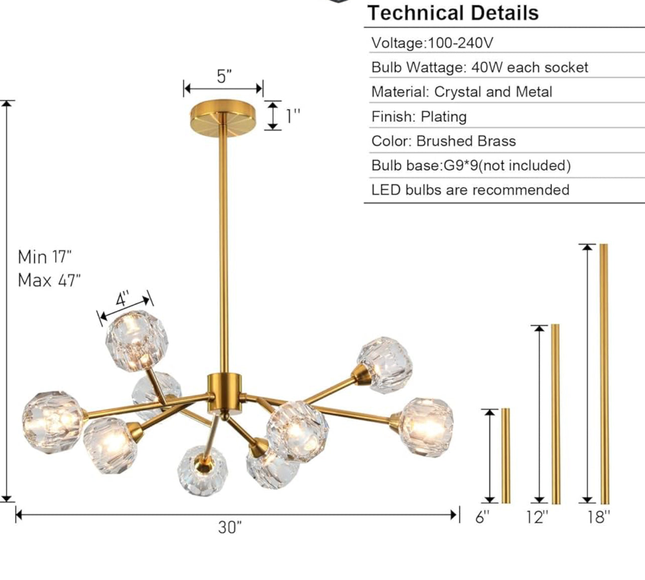 Sputnik Chandelier Gold