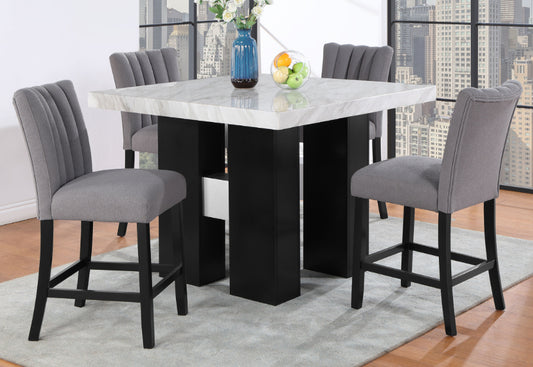 D04 White Bar Table + D8685BS 5pc Dining Set