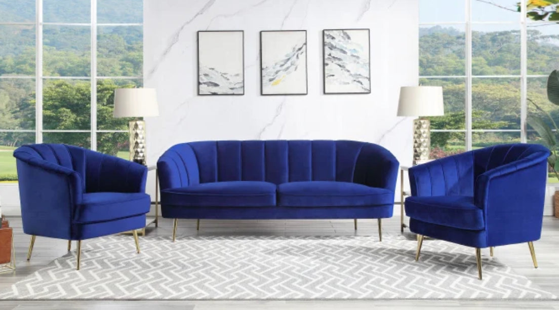Eastbrook - 2 Piece Living Room Set - Blue Velvet