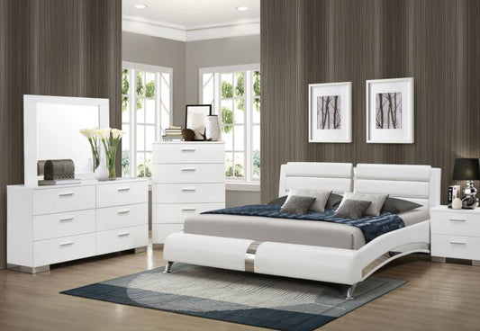 JEREMAINE 4pc QUEEN/ KING BEDROOM SET WHITE