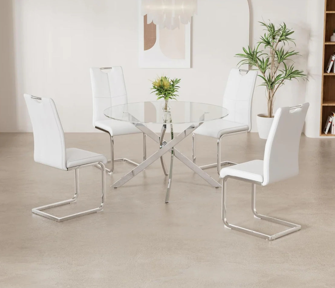 Sensy 5 Piece Chrome Dining Table Set