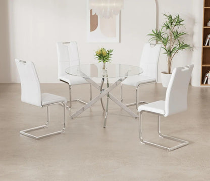 Sensy 5 Piece Chrome Dining Table Set