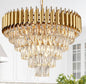 Modern Crystal Chandelier Gold, 24" Round Chandeliers for Dining Room K9 5