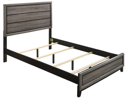 Gray oak and Black Bedroom Set