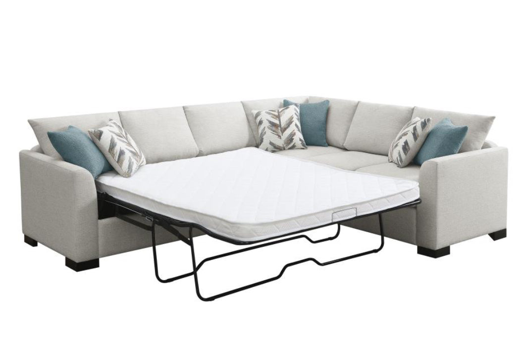 ASHFORD CHENILLE UPHOLSTERED SLEEPER SECTIONAL SOFA GREIGE