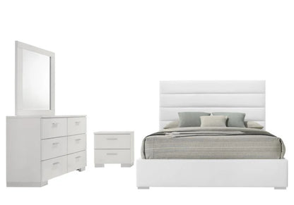 FELICITY 4 PIECE EASTERN KING BEDROOM SET WHITE HIGH GLOSS