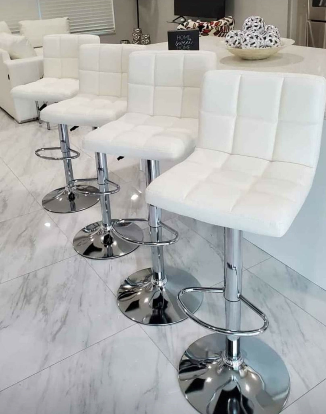 White Square Barstools 1736 Set Of 2