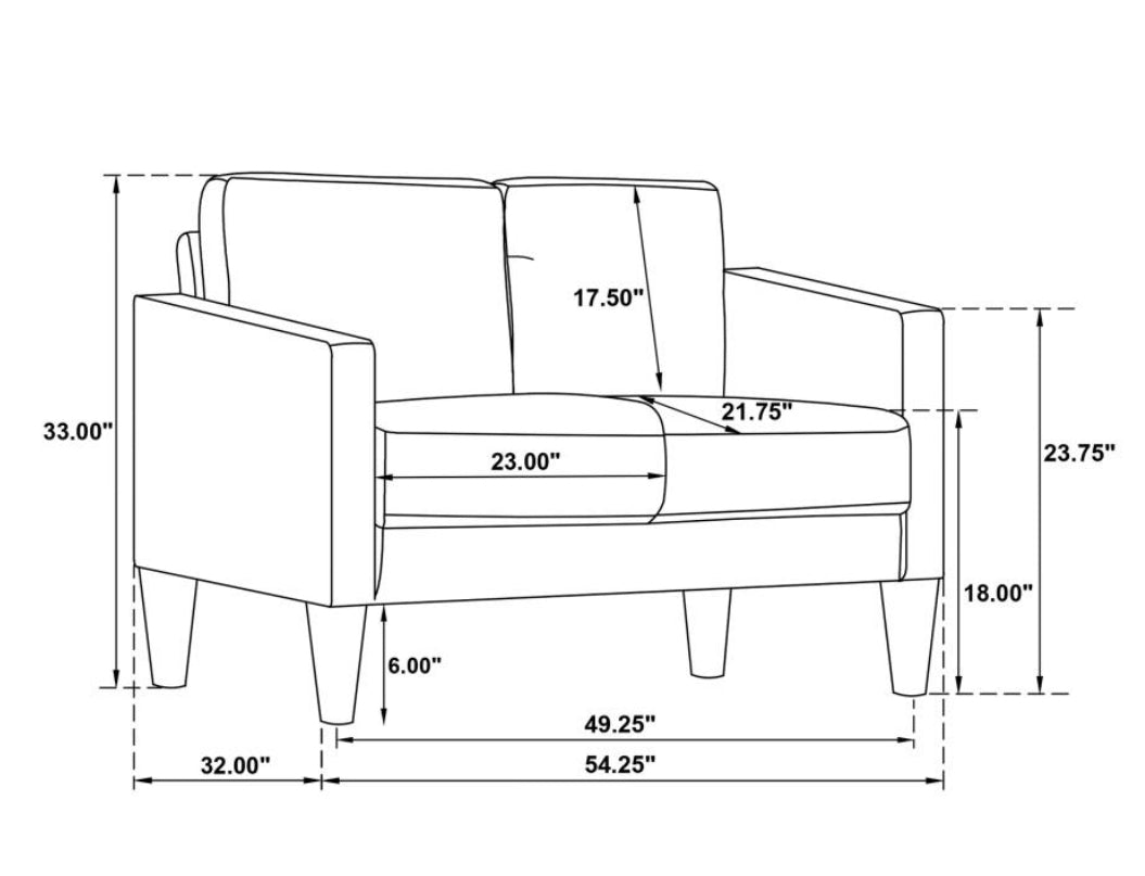 RUTH 3-PIECE UPHOLSTERED TRACK ARM SOFA SET GREY