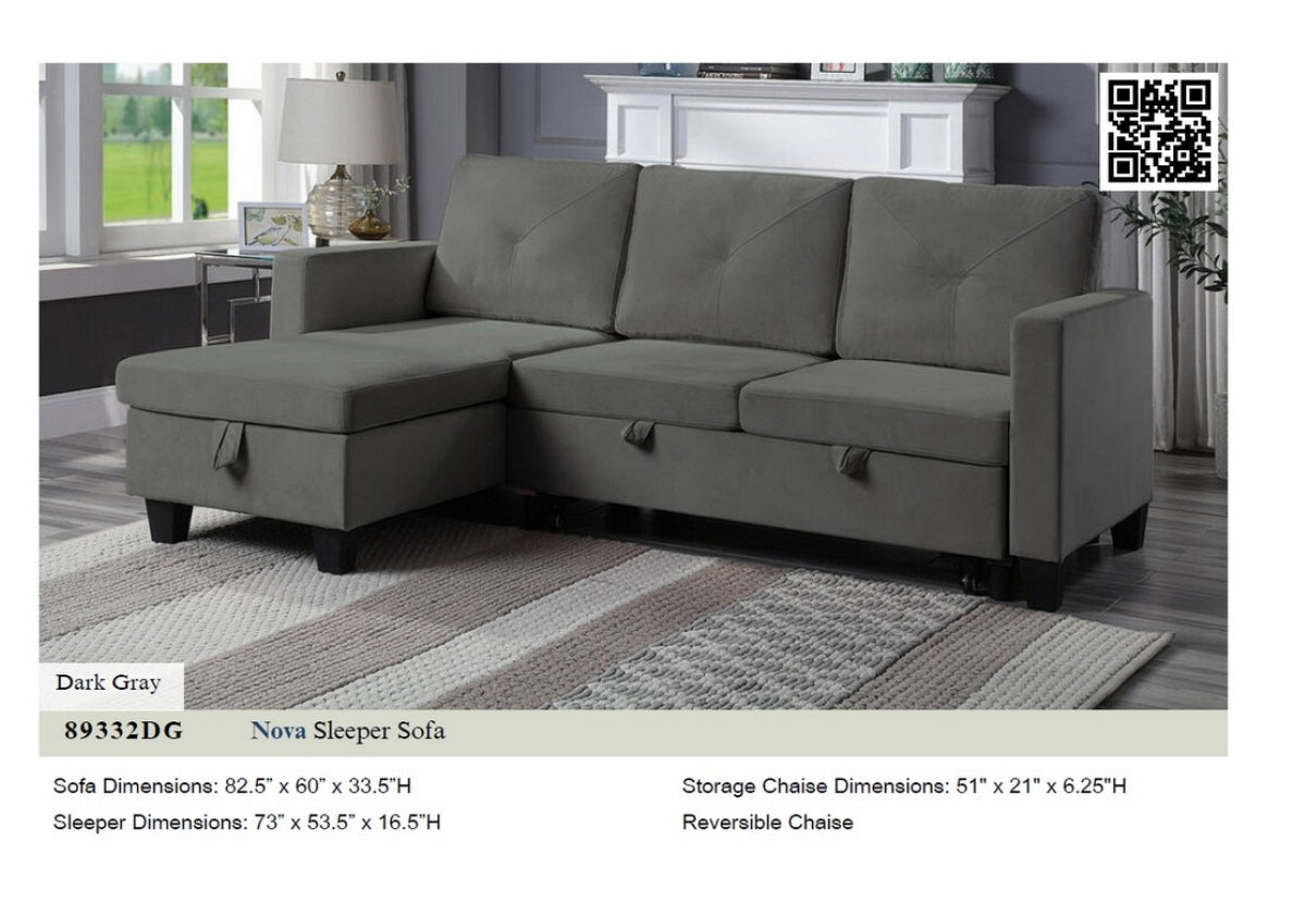 89332DG
Nova Dark Gray Velvet Reversible