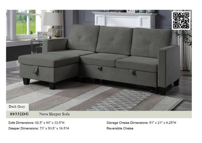 89332DG
Nova Dark Gray Velvet Reversible