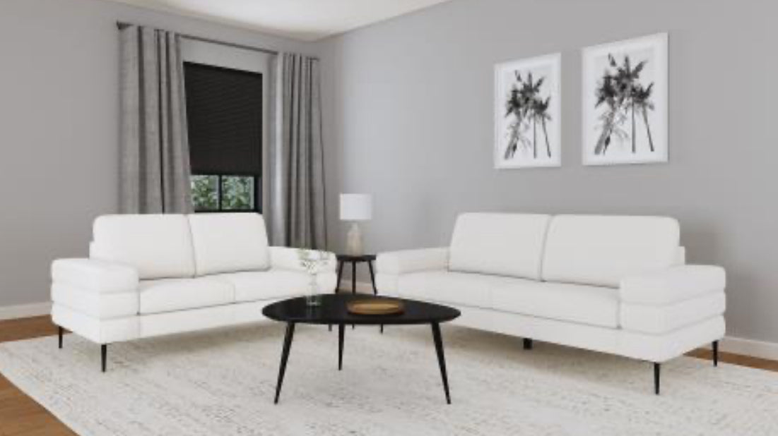JESSEL CHENILLE UPHOLSTERED SOFA SET IVORY
