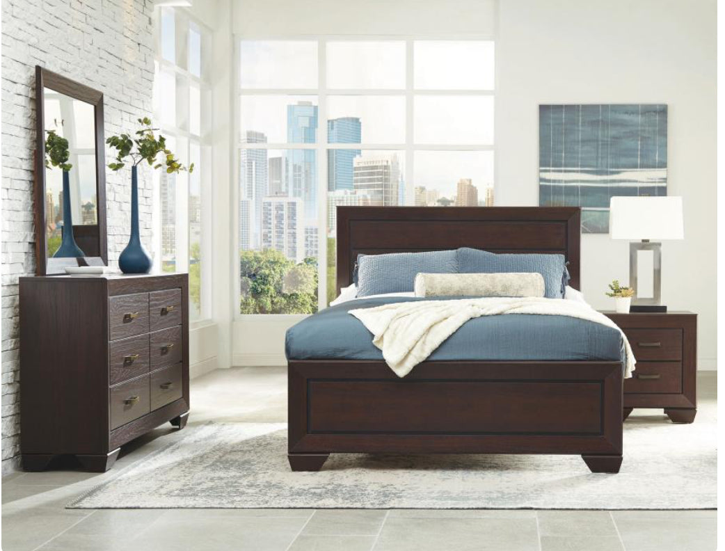 KAUFFMAN 4-PIECE QUEEN/KING BEDROOM SET DARK COCOA