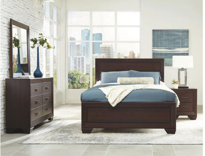 KAUFFMAN 4-PIECE QUEEN/KING BEDROOM SET DARK COCOA
