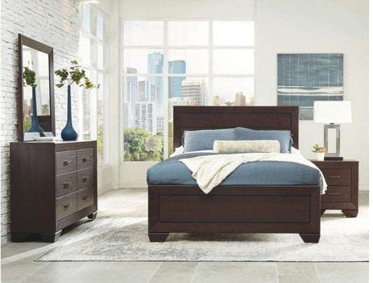 KAUFFMAN 4-PIECE QUEEN/KING BEDROOM SET DARK COCOA