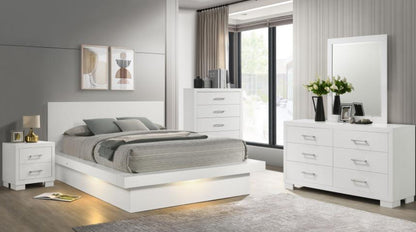 JESSICA 4/7pc QUEEN\KING LED BEDROOM SET SNOW WHITE