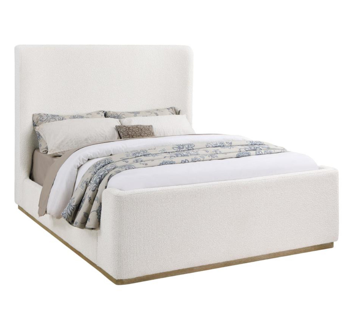 NALA UPHOLSTERED QUEEN SLEIGH BED CREAM