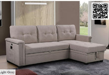 Load image into Gallery viewer, 81380
Ashlyn Light Gray Reversible Sleeper Sectional Sofa - Linen
