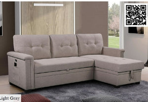 81380
Ashlyn Light Gray Reversible Sleeper Sectional Sofa - Linen