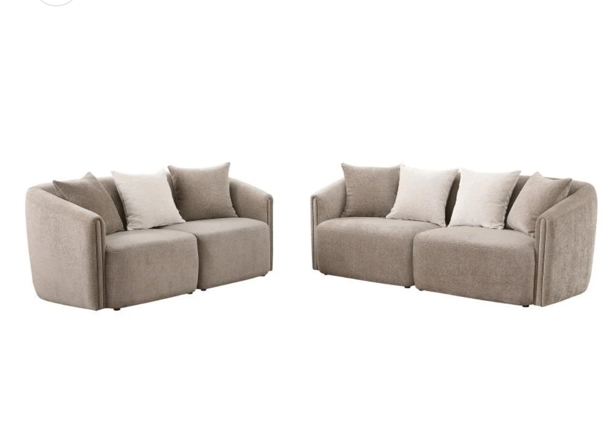 Townsend 2-piece Chenille Upholstered Sofa Set Latte