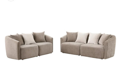Townsend 2-piece Chenille Upholstered Sofa Set Latte