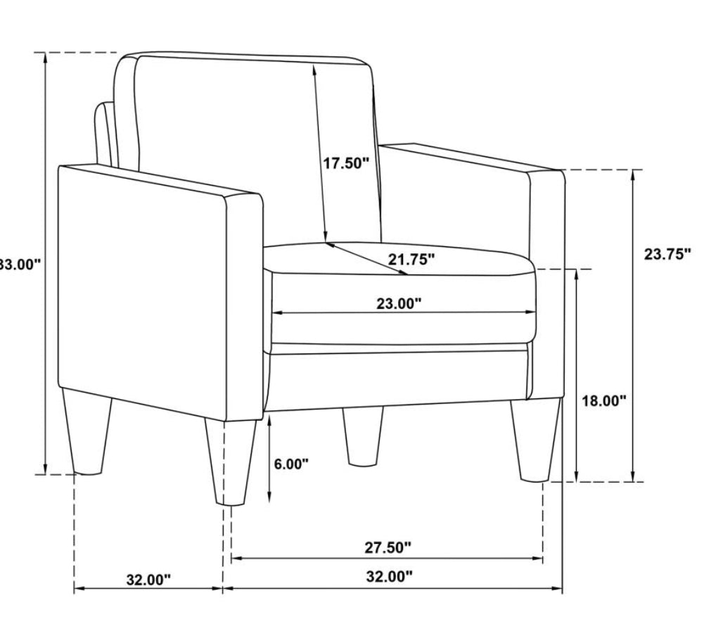 RUTH 3-PIECE UPHOLSTERED TRACK ARM SOFA SET GREY