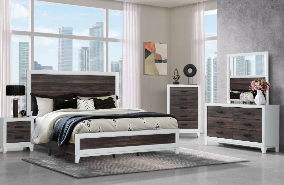 Lisbon Oak/White 4 PC Bedroom Set